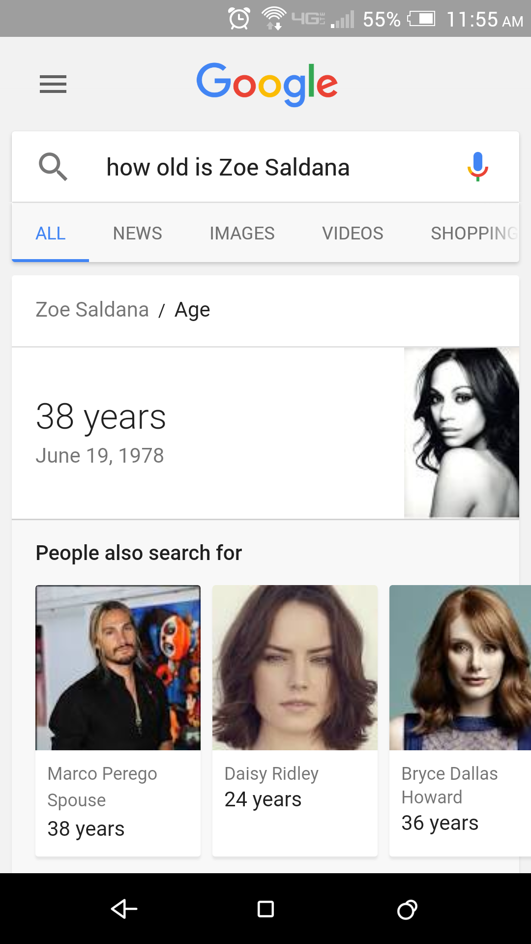 Google Voice Search Zoe Saldana age query