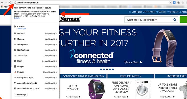 harvey-norman-no-ssl How To Start A Website - The Beginners Guide