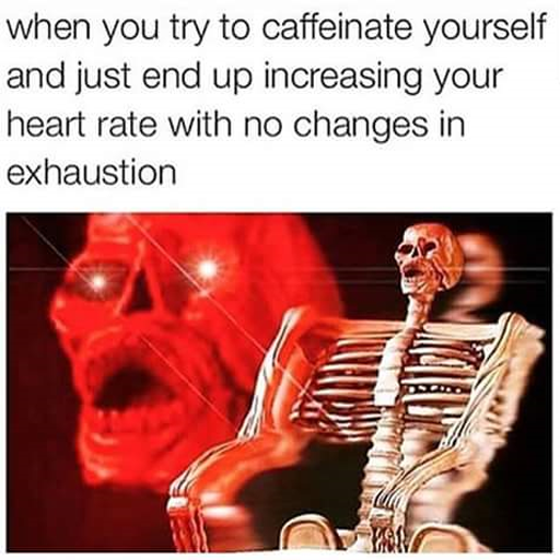 how to wake up early - caffeine skeleton