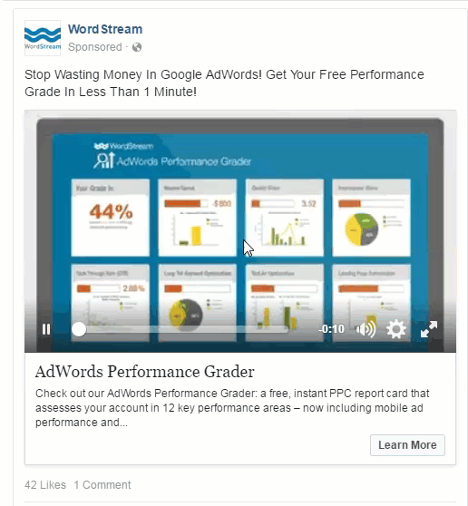 facebook ad with gif wordstream example