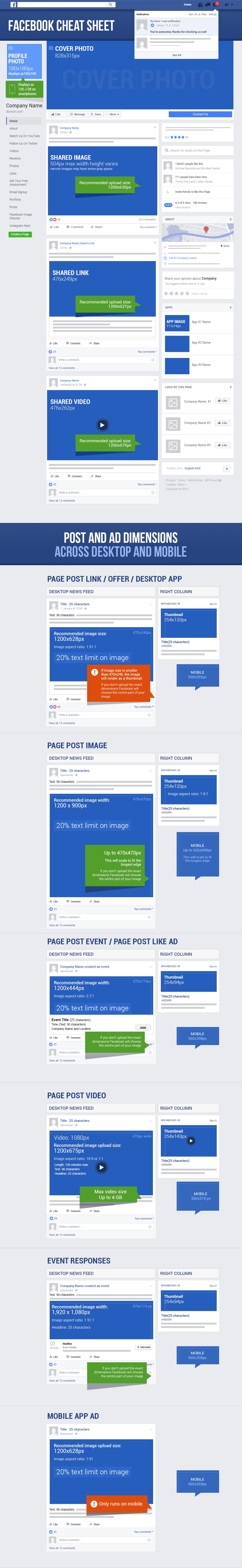 Facebook Social Media Profile Cheat Sheet