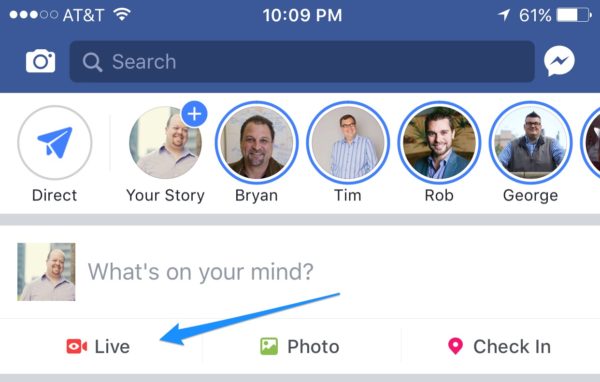 Simply open your Facebook app and look for the "Live" icon just below the status update field.