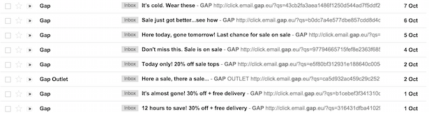 gap too much urgency email marketing