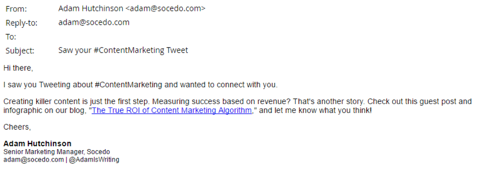 social intent-driven email example