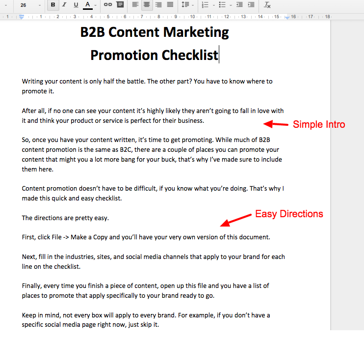 lead magnet checklist example