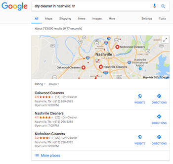 Screenshot of Google search results with reviews