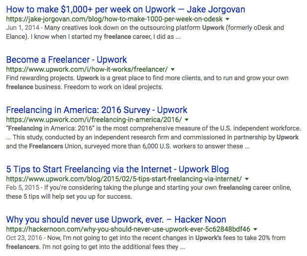 upwork serp