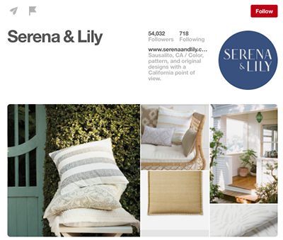 Serena & Lily pinterest page