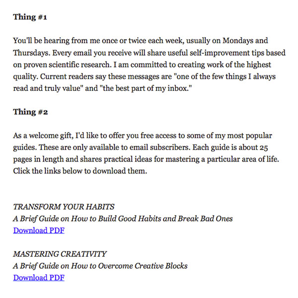 James Clear – Welcome Email
