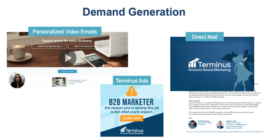 Account-based marketing orchestration using advertising, direct mail, video content