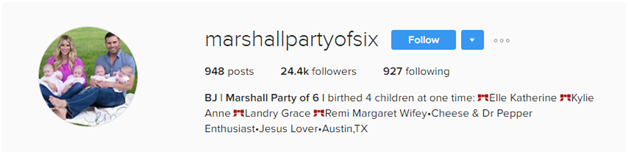 Marshall Party of 6s Instagram Profile