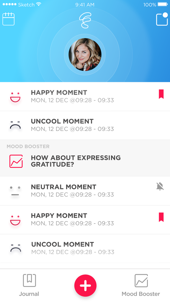 The prototype Feel app interface.