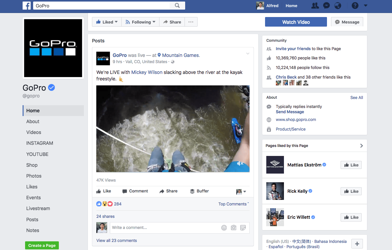 GoPro building its brand on Facebook