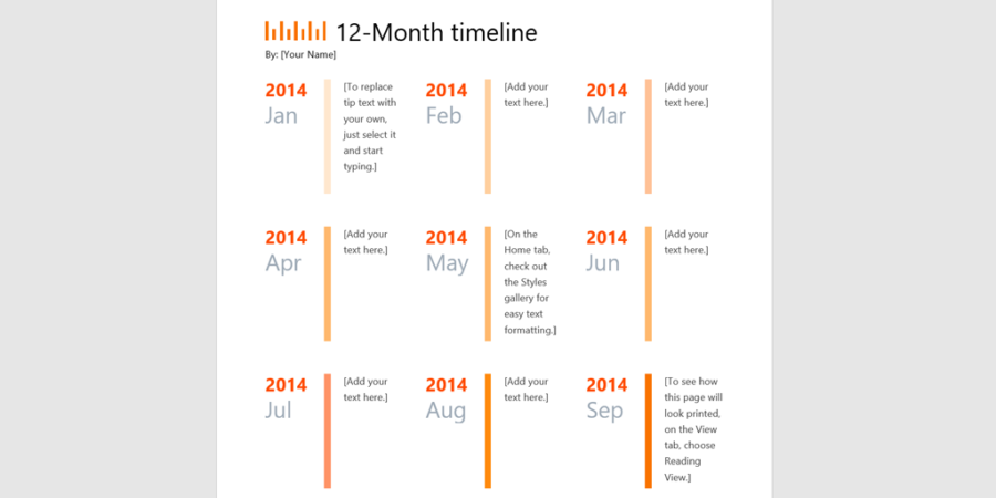 timeline template - ms 12 month template