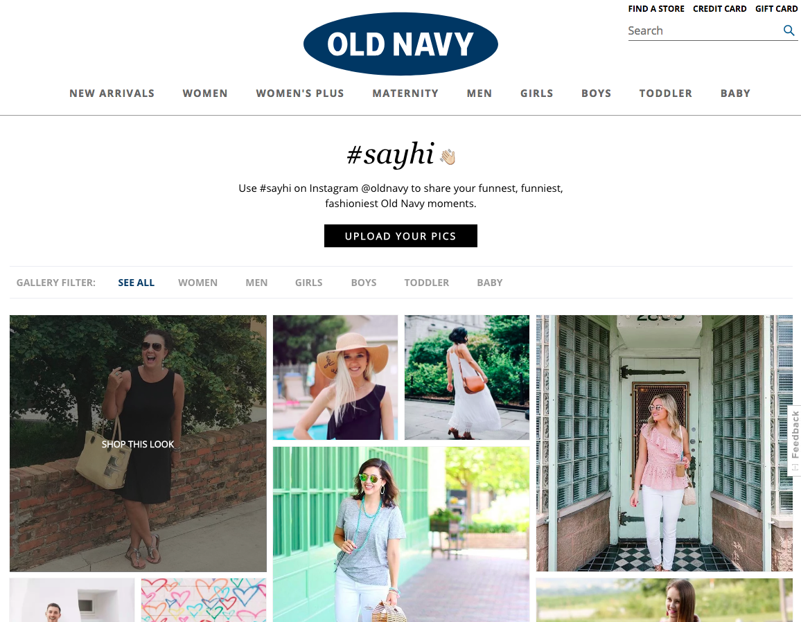 Old Navy User Generated Content Example