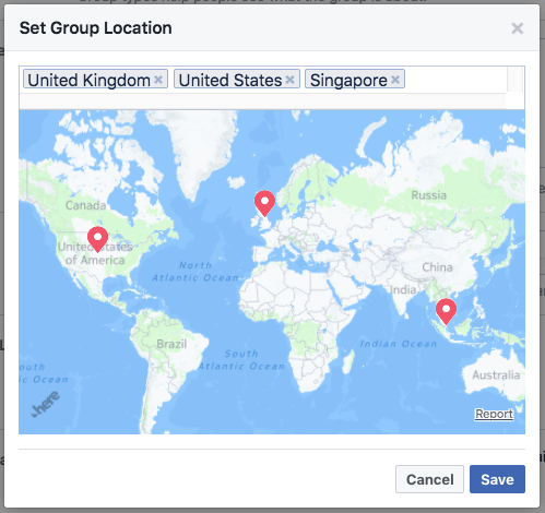 Facebook group locations