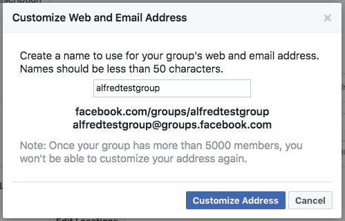 Facebook group URL