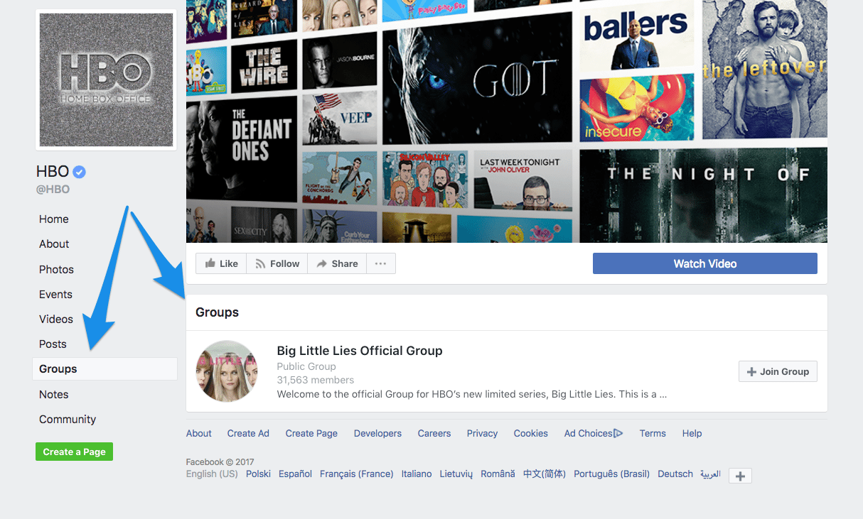 HBO Facebook Page and group