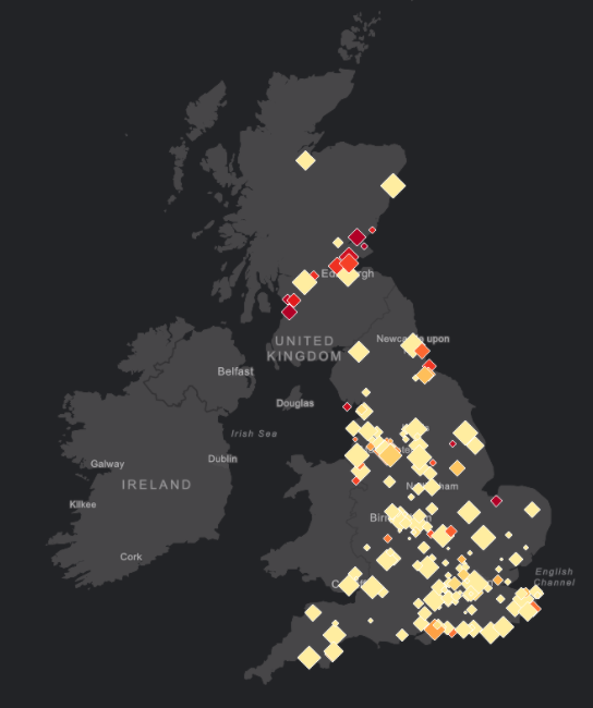Data visualisation of office locations and ad impressions