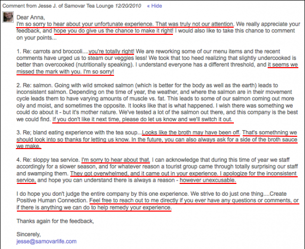 samovar bad review (response)