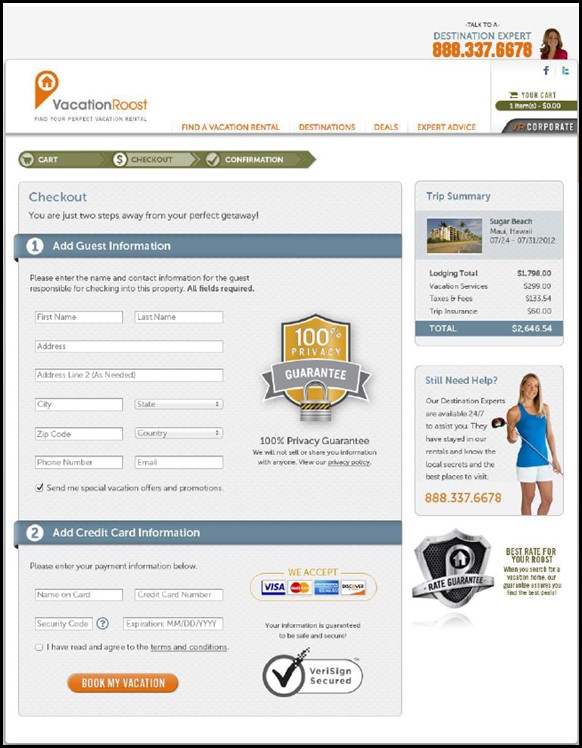 simplify checkout process on landing page