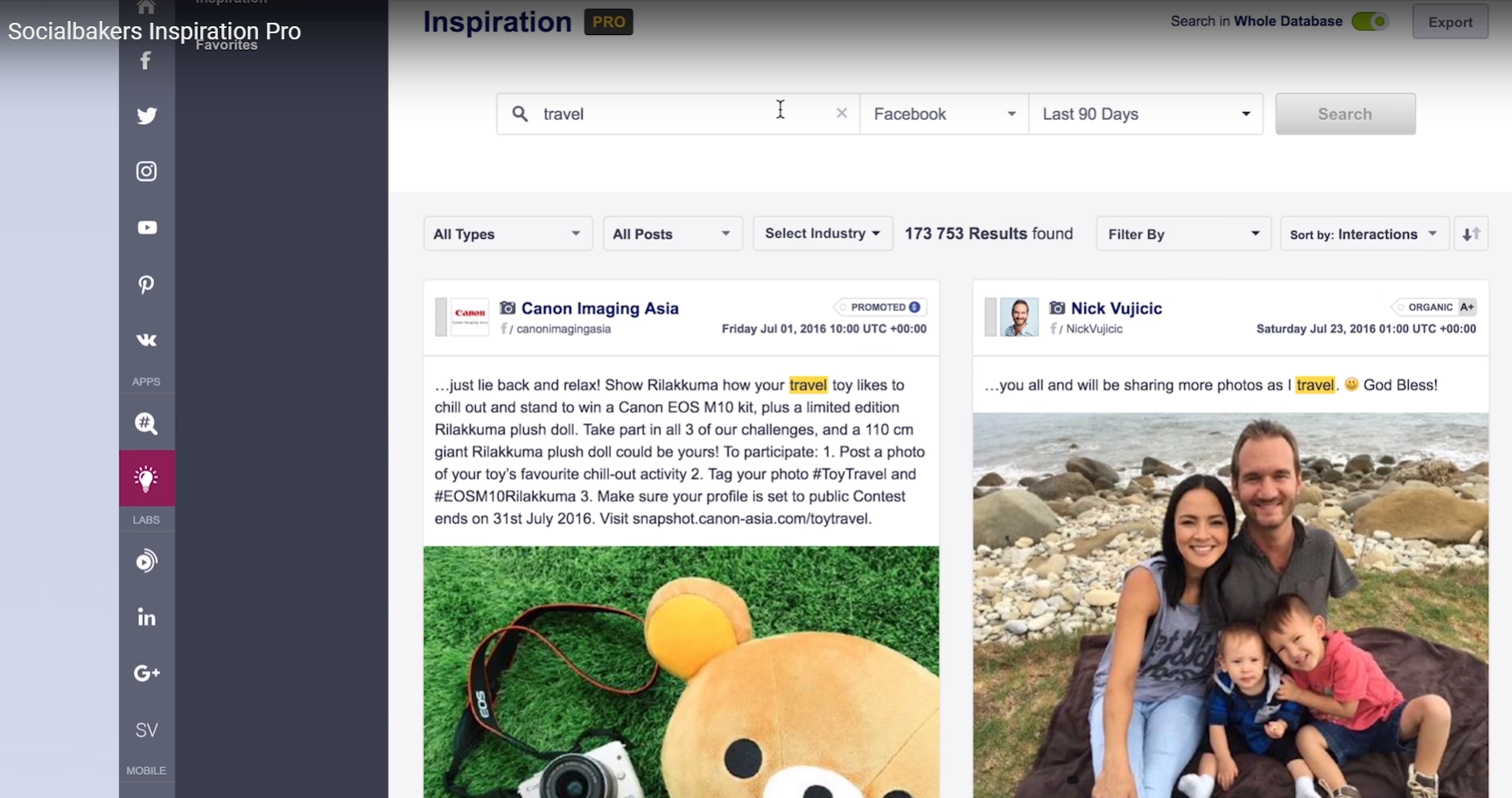Inspiration Pro by Socialbakers