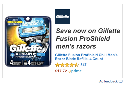 Beginners guide to advertising on Amazon Gillette display ad example