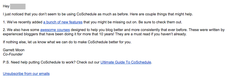 CoSchedule email example