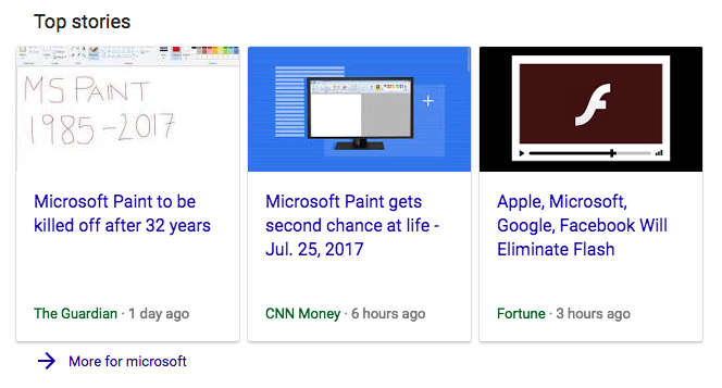 news articles in search results