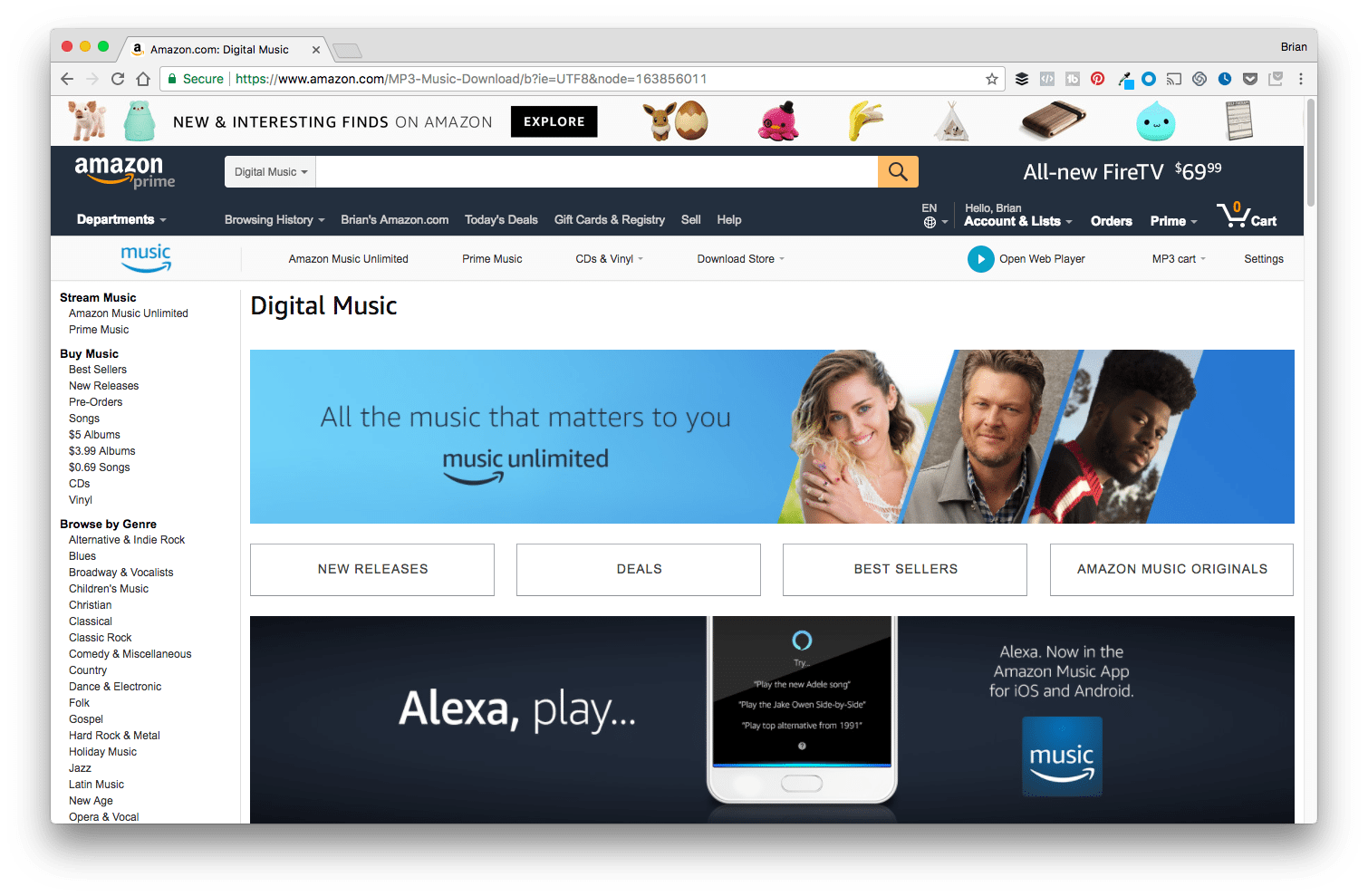 Amazon Background Music Page Preview