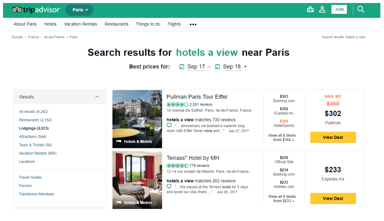 Search on TripAdvisor