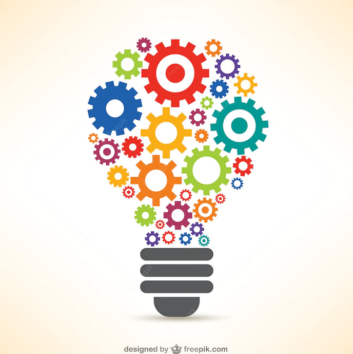 light bulb made of gears graphic