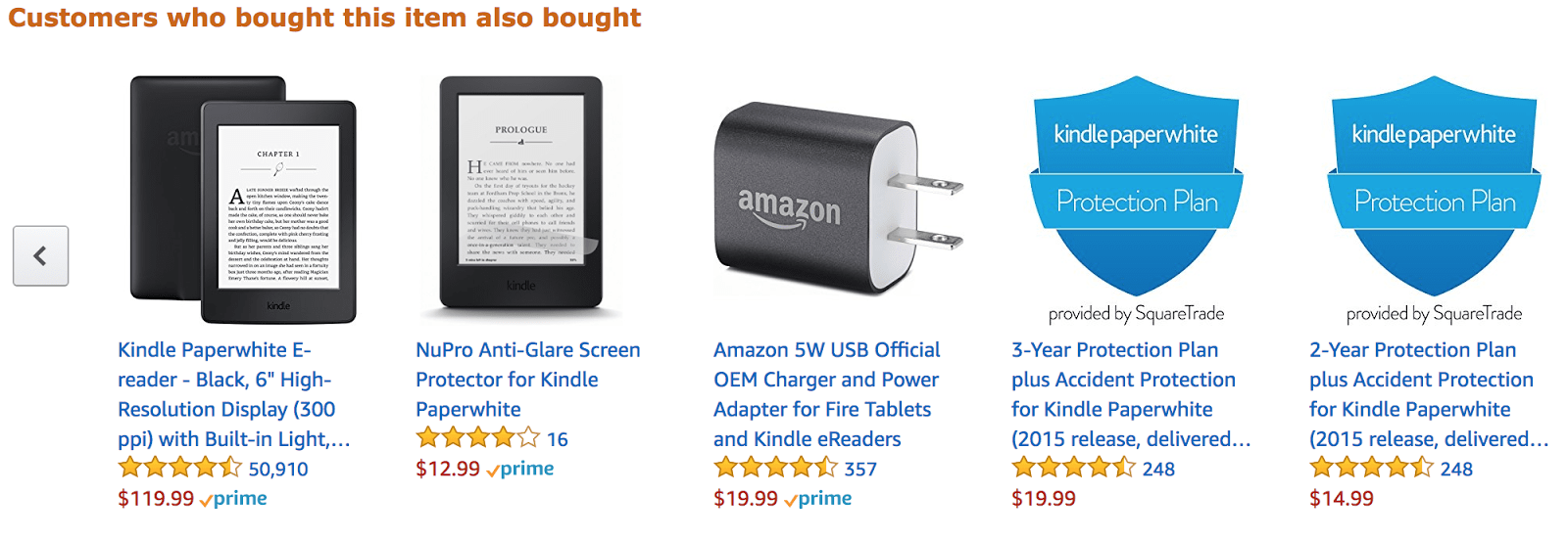 Amazon upselling and cross-selling