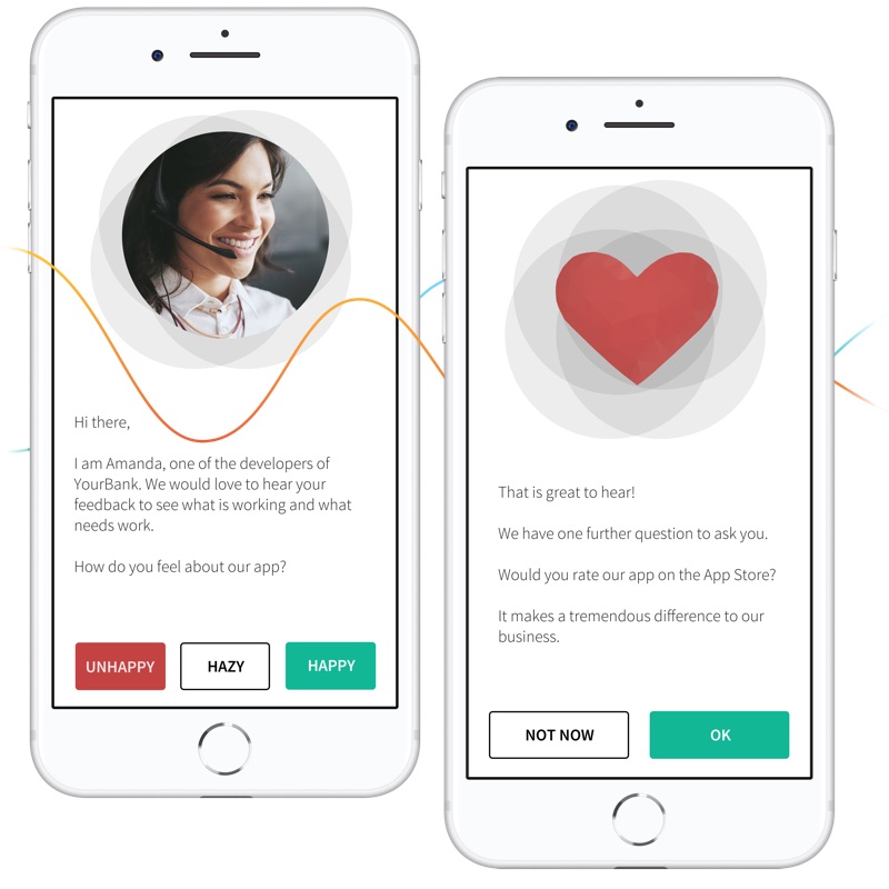Finance customer satisfaction in app message survey screen