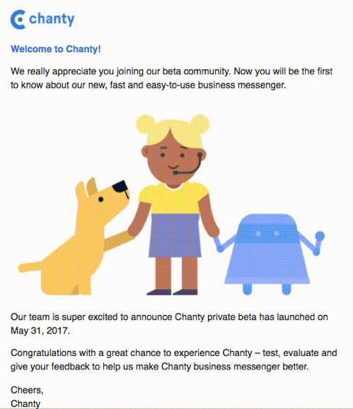 Chanty Welcome Email
