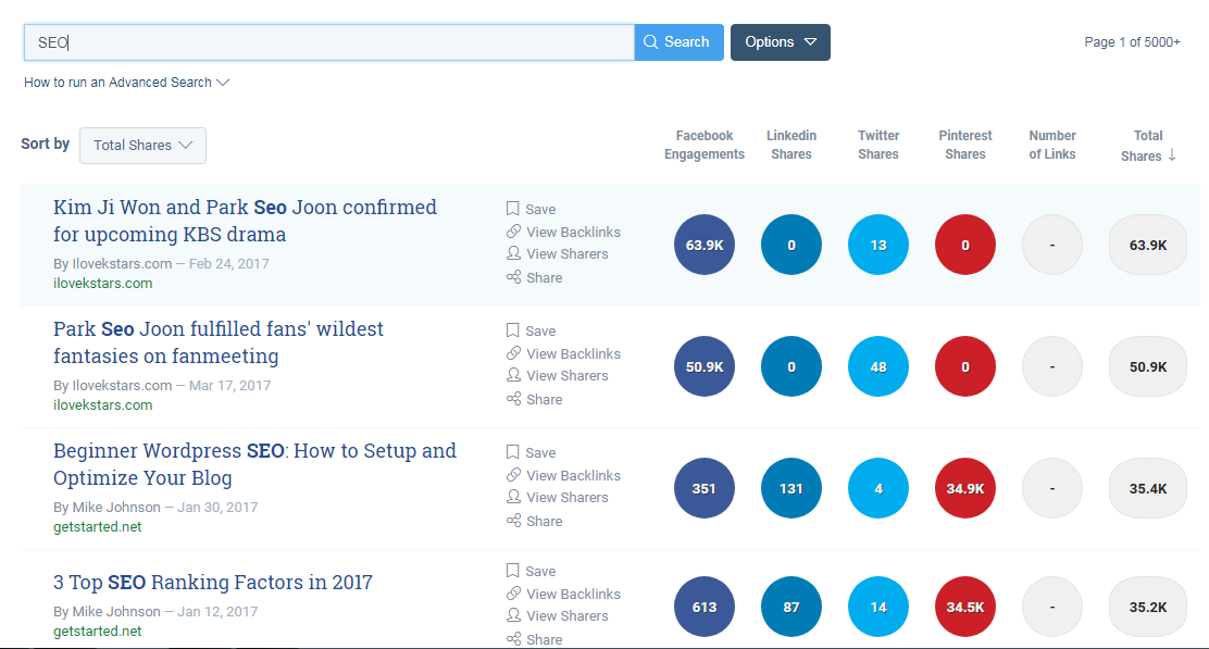 Ways to find competitor keywords BuzzSumo content search query example