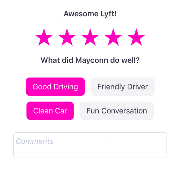 Lyft driver rating