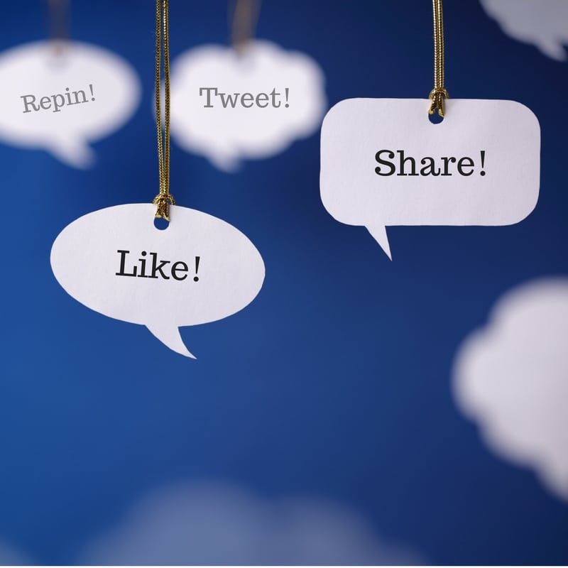 talk bubbles, like tweet and share