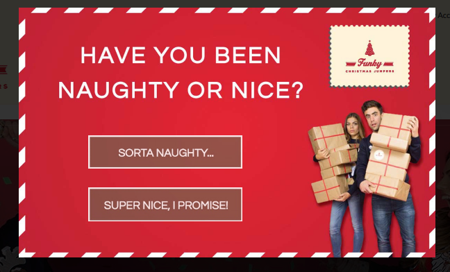 eCommerce christams site popups