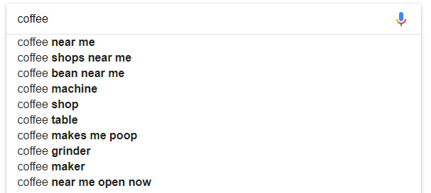 Google suggest with near me searches