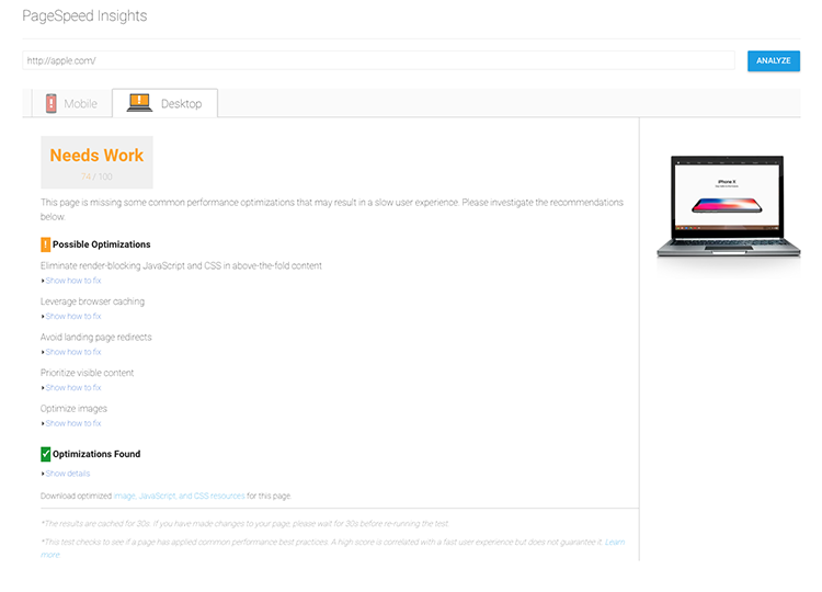 web page speed test