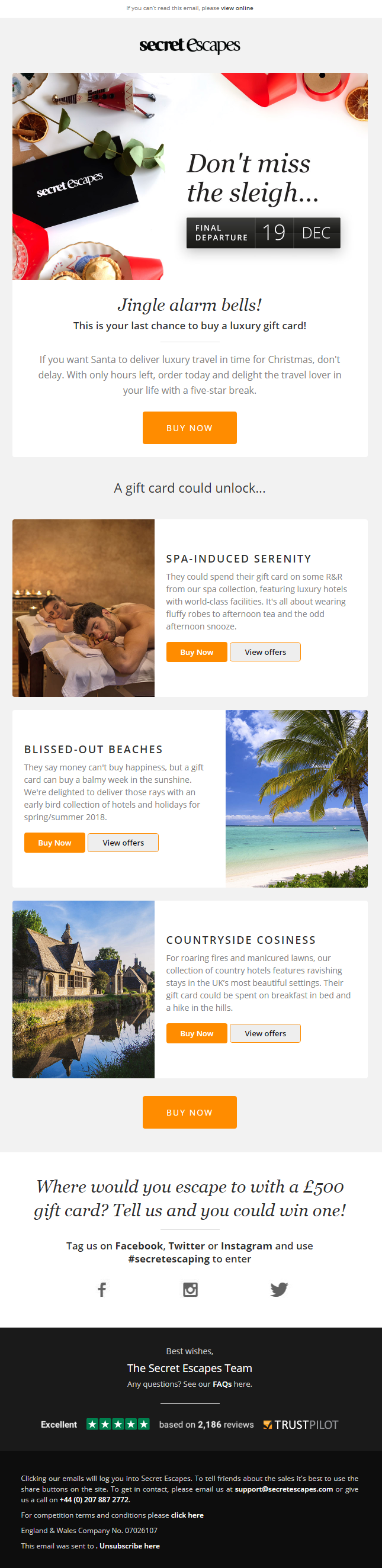 secret escapes email