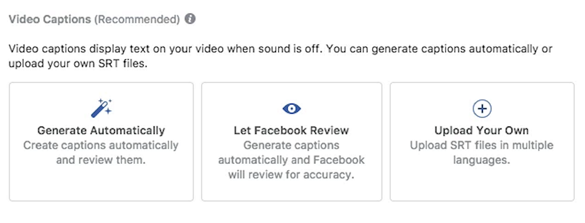 facebook video ads how to add captions