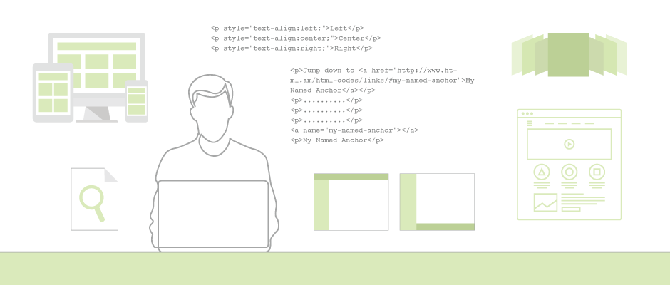 web developer, wireframe web page, HTML code, and an adaptive layout concept