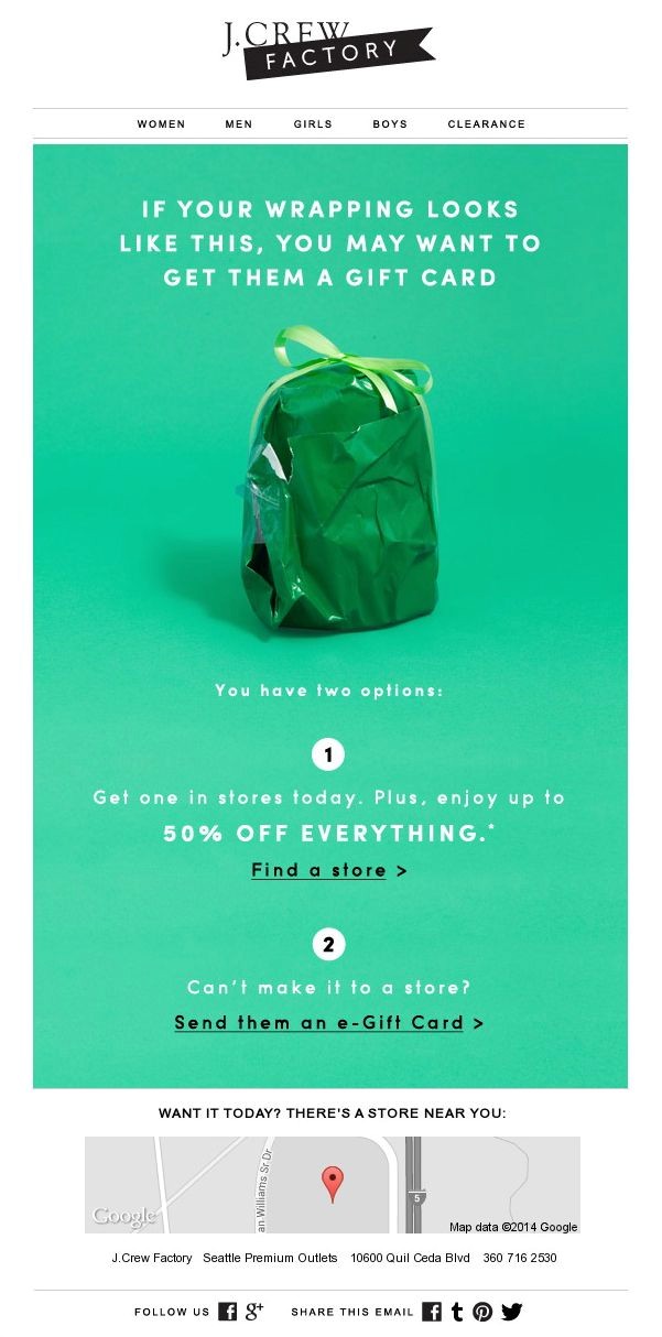 Jcrew Green color in email