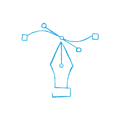 The pen tool icon from Illustrator with a vector line being curved — there are many different programs you can you use for logo design: Here are our tips on how to work with a professional designer.