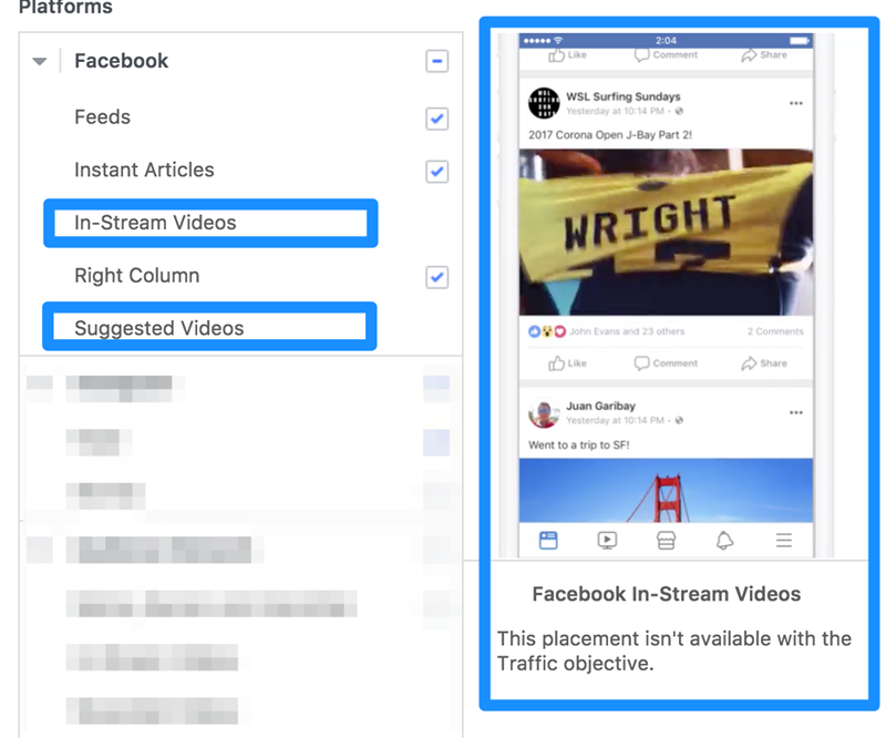facebook ad placement optimization for in stream video ads