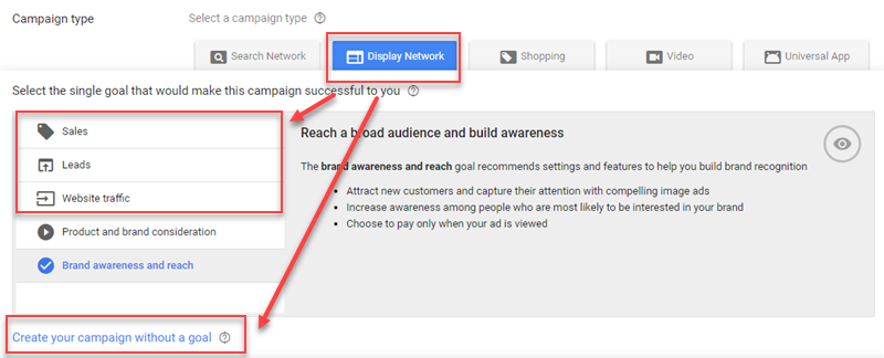 goals for gmail ad sales leads traffic