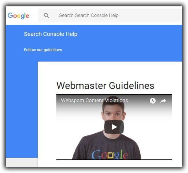 Picture of Google's Webmaster Guidelines 