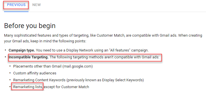 use new adwords ui for gmail remarketing